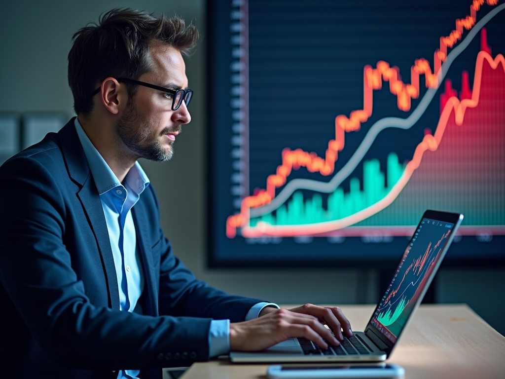 A trader analyzes momentum strategies using price charts.