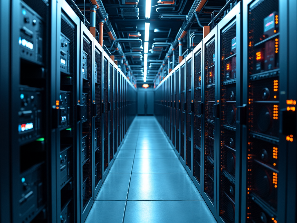 Overview of a modern cryptocurrency mining farm with specialized hardware.