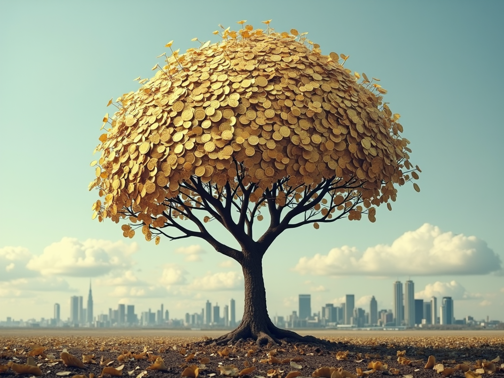 Un albero che simboleggia i dividendi come guadagni stabili.