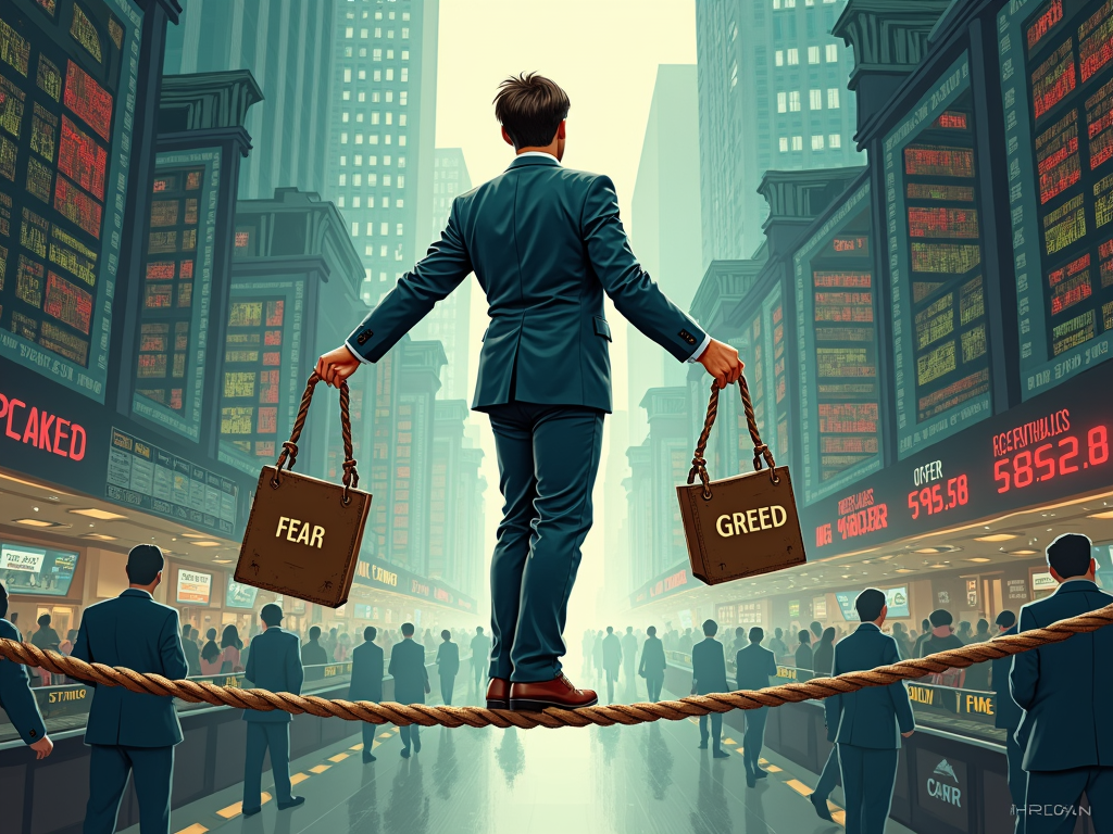 Un trader trova un equilibrio tra paura e avidità durante il trading.