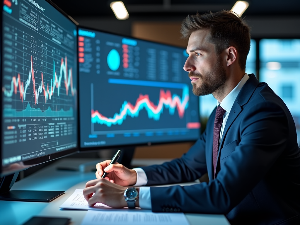 Un gestore di fondi al lavoro, che valuta i pro e i contro dei fondi attivamente gestiti.