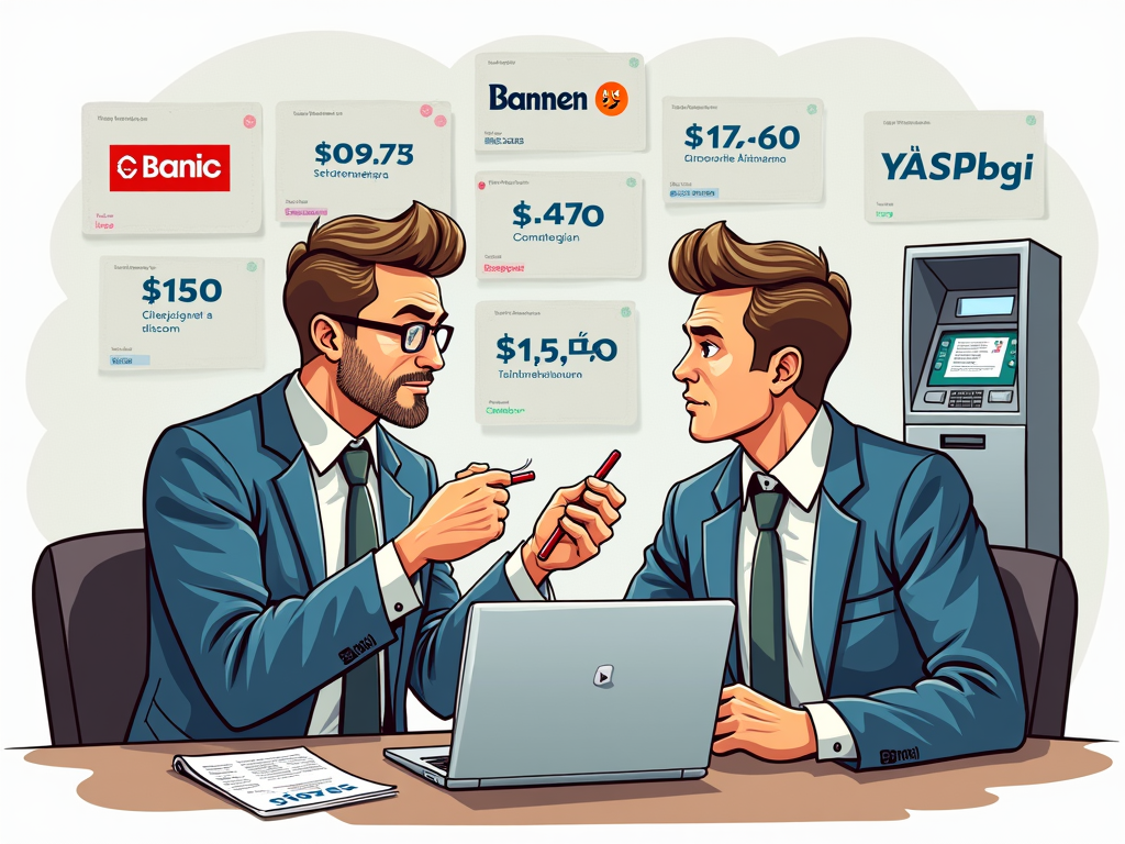 Un consulente finanziario spiega a un cliente le diverse offerte di conto corrente e la loro struttura dei costi.