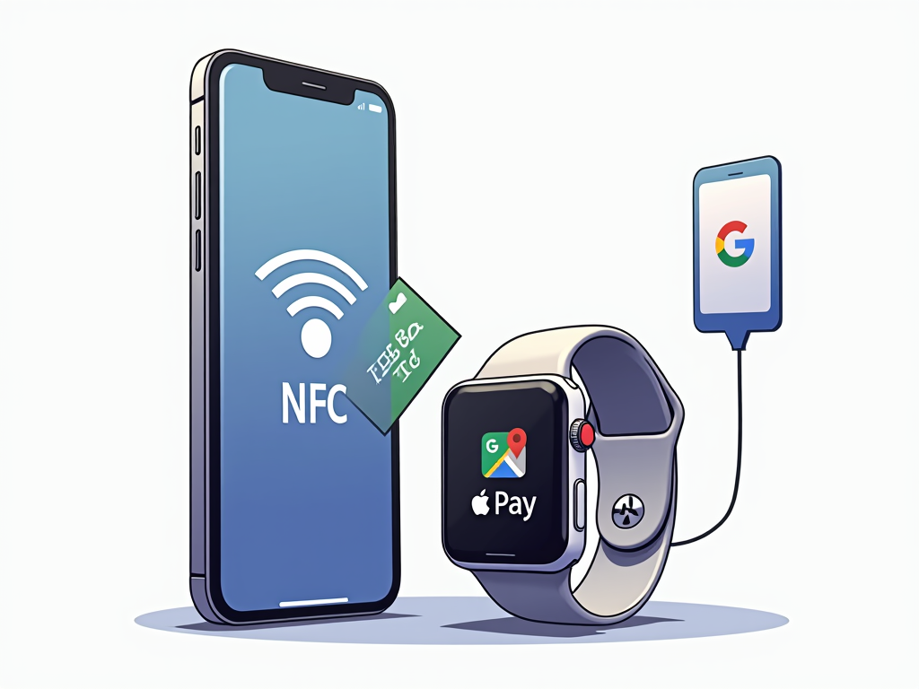 Smartphone e smartwatch con funzionalità NFC per pagamenti mobili.