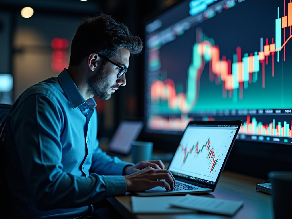 A trader analyzes momentum strategies using price charts.