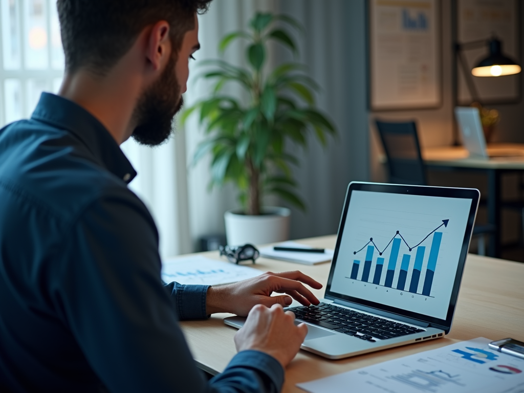 Ein Investor analysiert Finanzdiagramme, um die Vorteile der Dividendenstrategie zu verstehen.