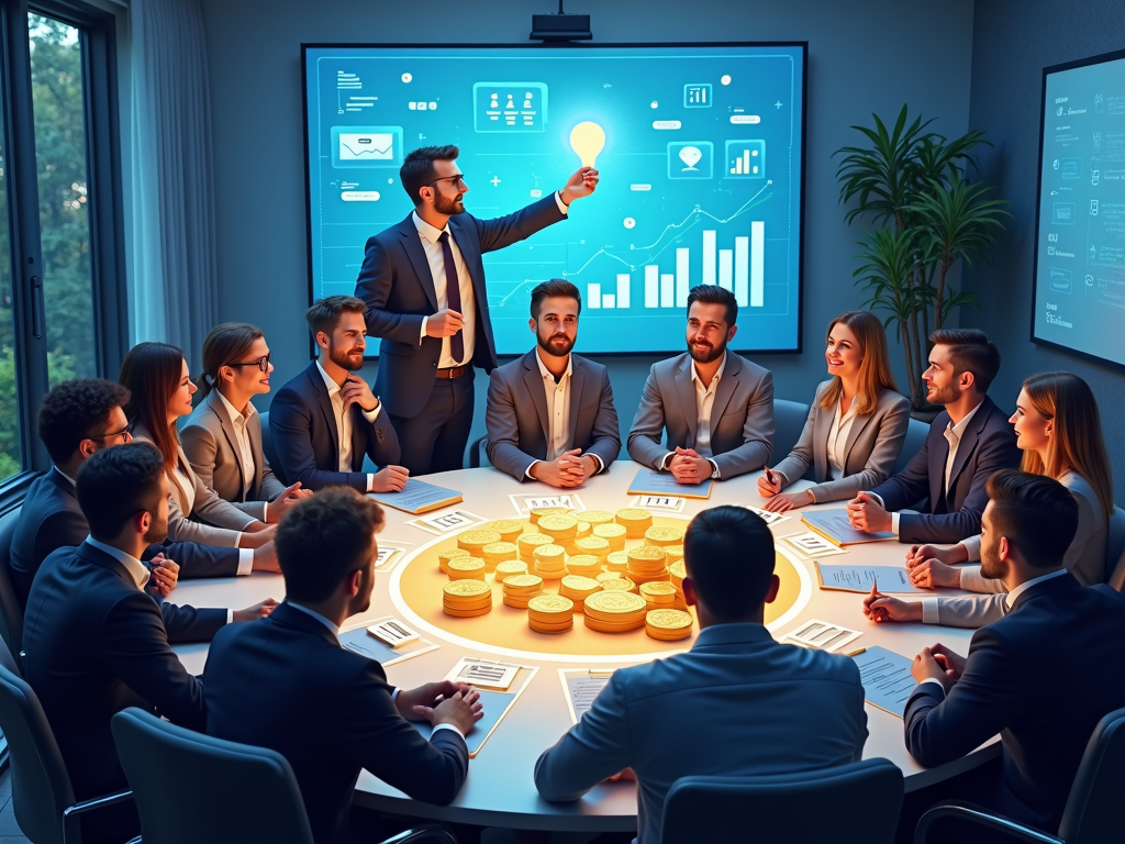 Investoren interagieren auf einer Crowdinvesting-Plattform mit einem Startup-Projekt.