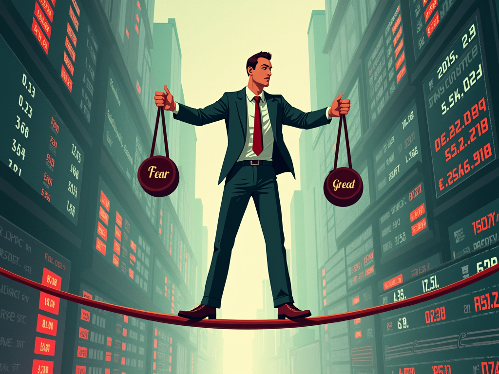 Un trader trova un equilibrio tra paura e avidità durante il trading.