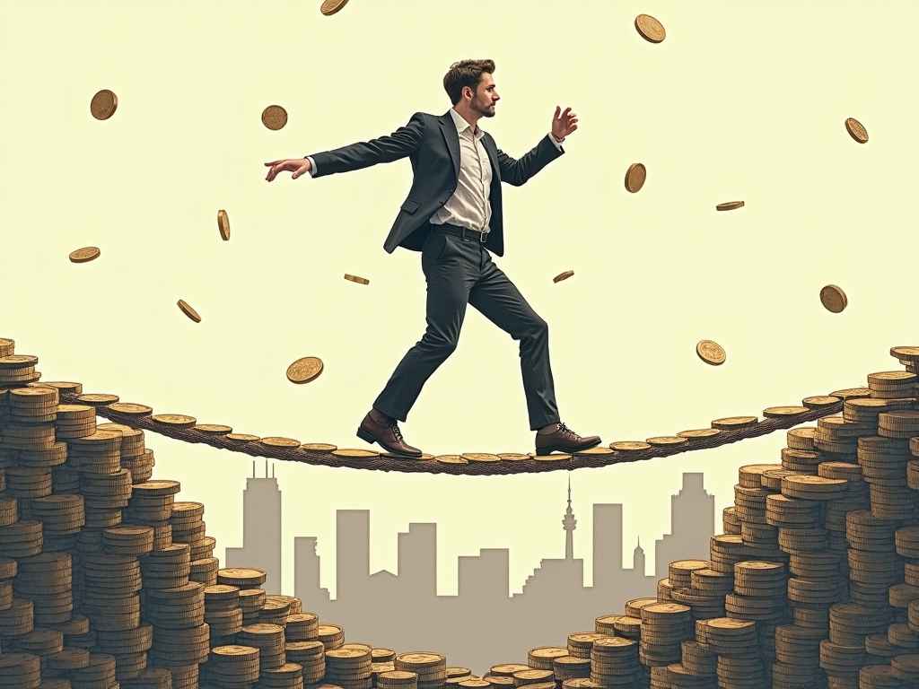 A symbolic image for the principles of frugalism: balance between saving and investing.
