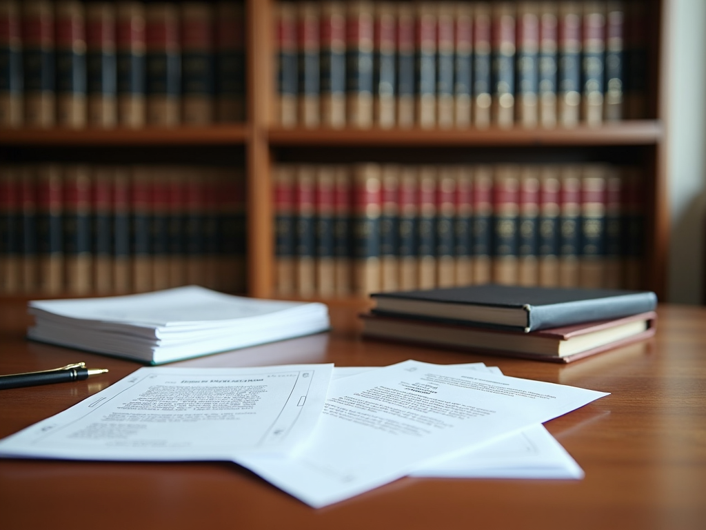 Juristische Dokumente und Gesetzesbücher symbolisieren die rechtlichen Grundlagen der Berufsunfähigkeitsversicherung.