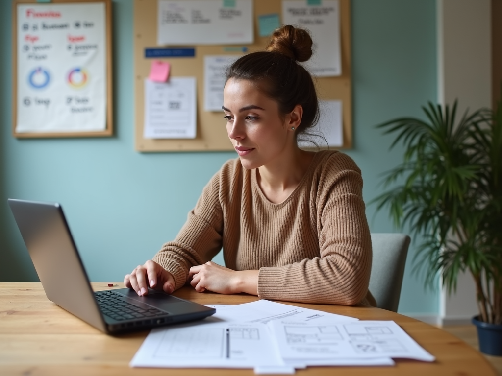A person analyzes their finances to reduce debts.