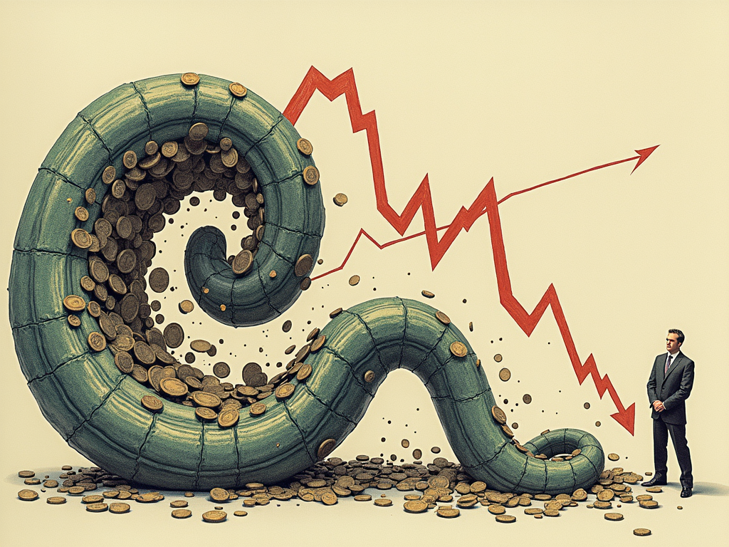 Die Deflationsspirale: Ein Kreislauf aus fallenden Preisen und wirtschaftlicher Stagnation.