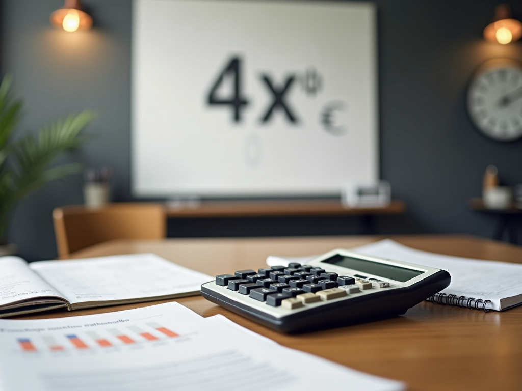 Ein Taschenrechner und Finanzdokumente zur Berechnung der 4%-Regel.
