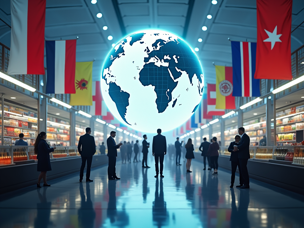 A global market representing the opportunities of globalization.