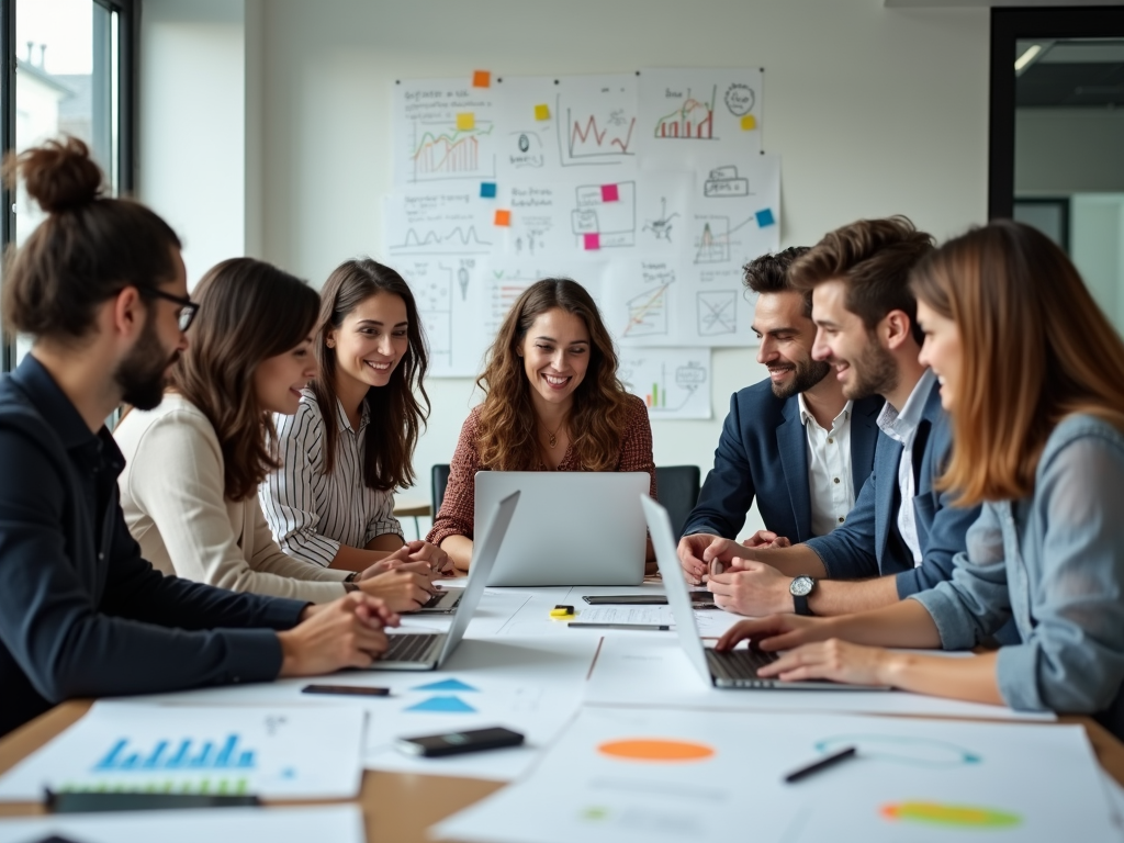 Brainstorming über Geschäftsideen in einem modernen Arbeitsumfeld.