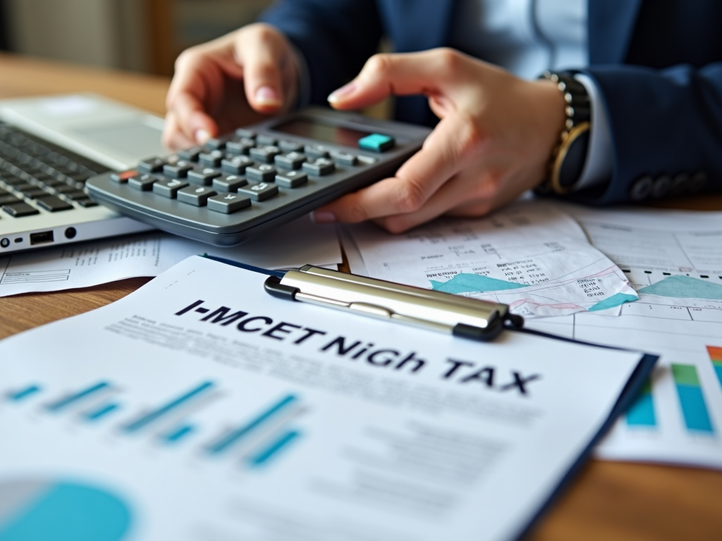 A businessman organizes his tax documents to deduct travel expenses and work materials.