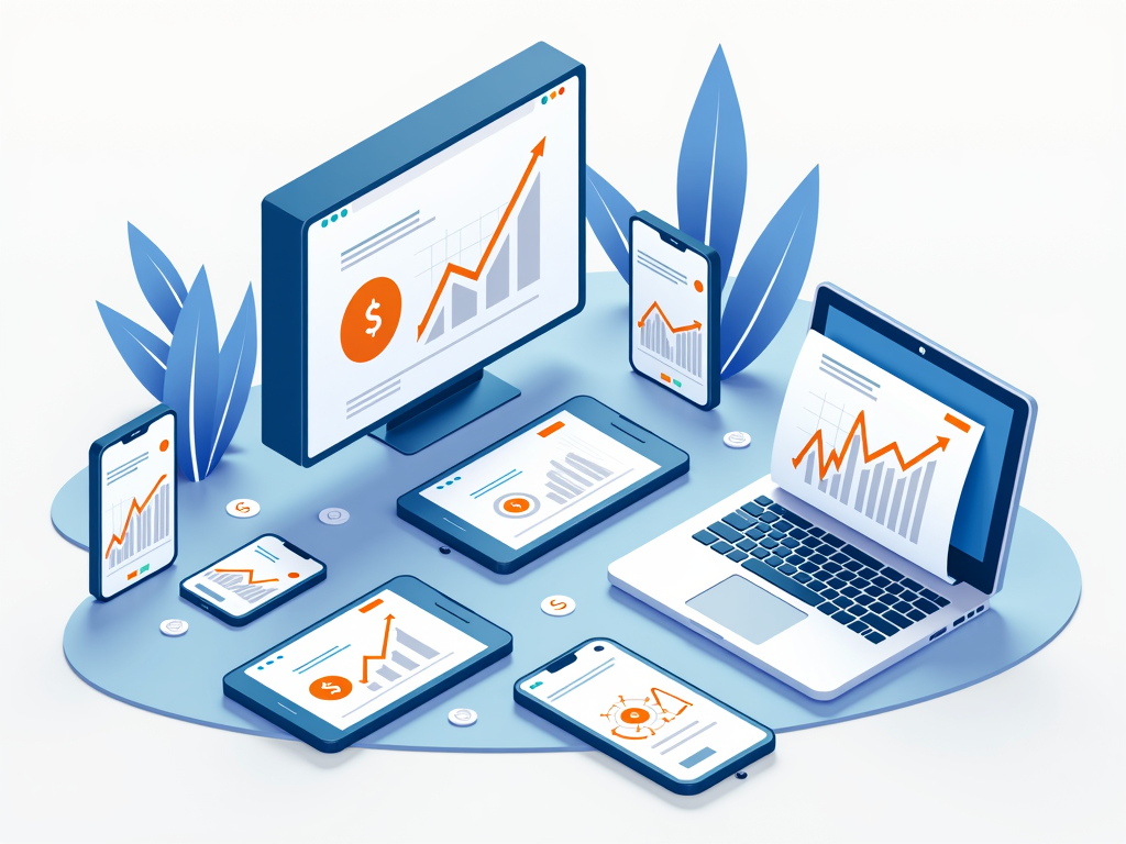 Rappresentazione di varie piattaforme di robo-advisors con dati finanziari.