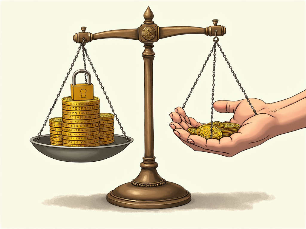 A scale shows the balance between term deposits and savings accounts.