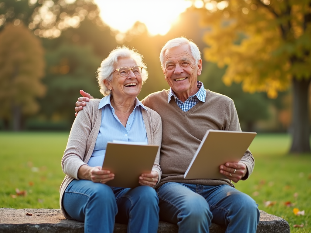 A couple of seniors planning their pension plan with state subsidies.