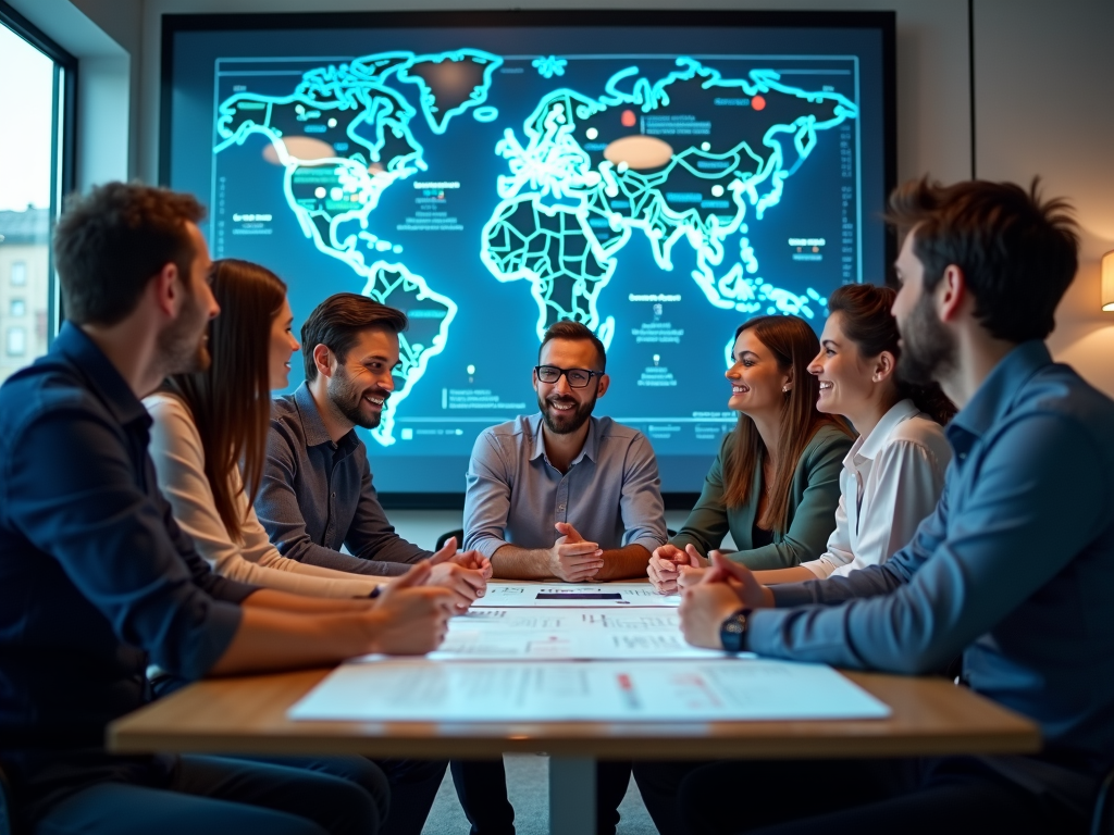 Investoren diskutieren auf einer Crowdinvesting-Plattform über innovative Startup-Ideen.