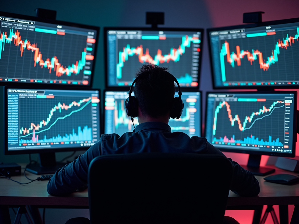 Ein Day-Trader überwacht die Krypto-Märkte in Echtzeit.