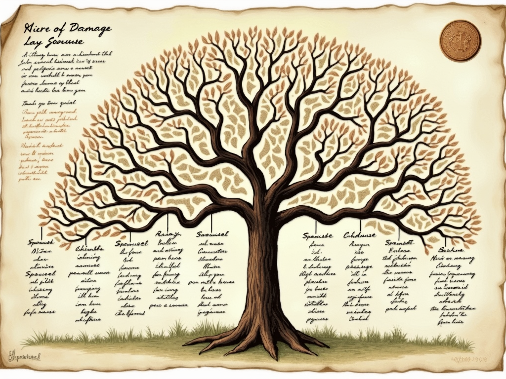 A family tree representing legal succession in Germany.