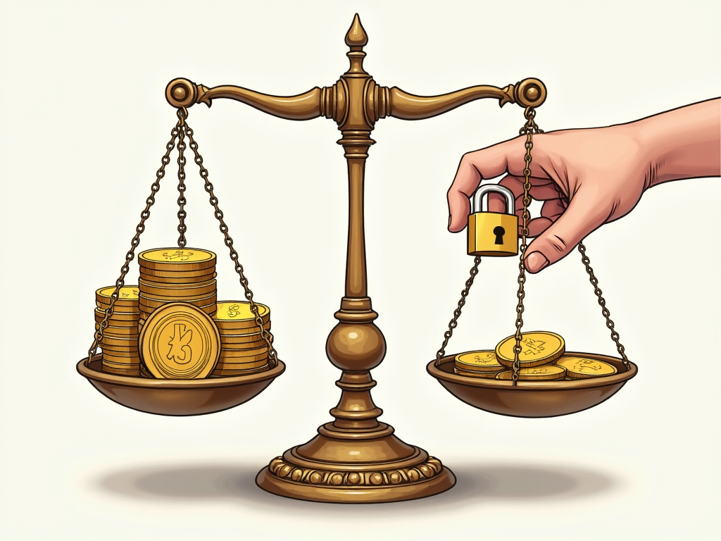 A scale shows the balance between term deposits and savings accounts.