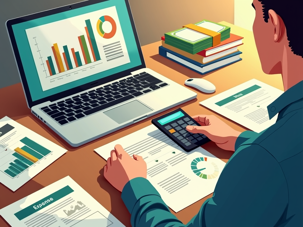 Eine Person plant strategisch ihre Finanzen, um Schulden zu vermeiden.