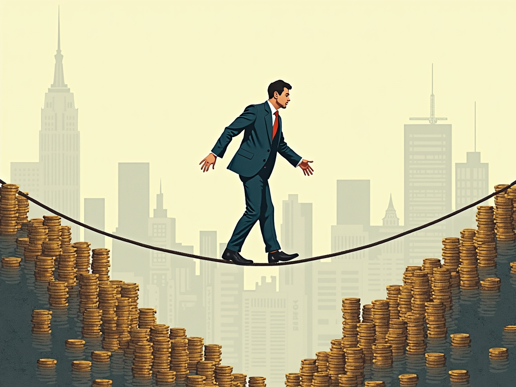 A symbolic image for the principles of frugalism: balance between saving and investing.