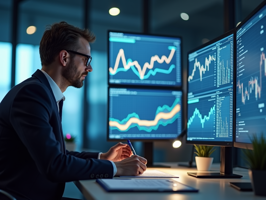 Un gestore di fondi al lavoro, che valuta i pro e i contro dei fondi attivamente gestiti.