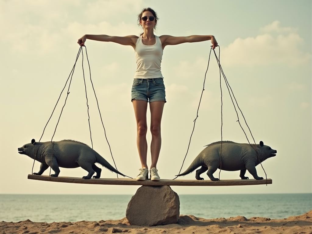 Symbolische Darstellung der Balance zwischen privater Vorsorge und staatlichen Förderungen.