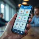 Smartphone mit Banking-Apps, die Funktionen wie Transaktionen und Investitionen zeigen.
