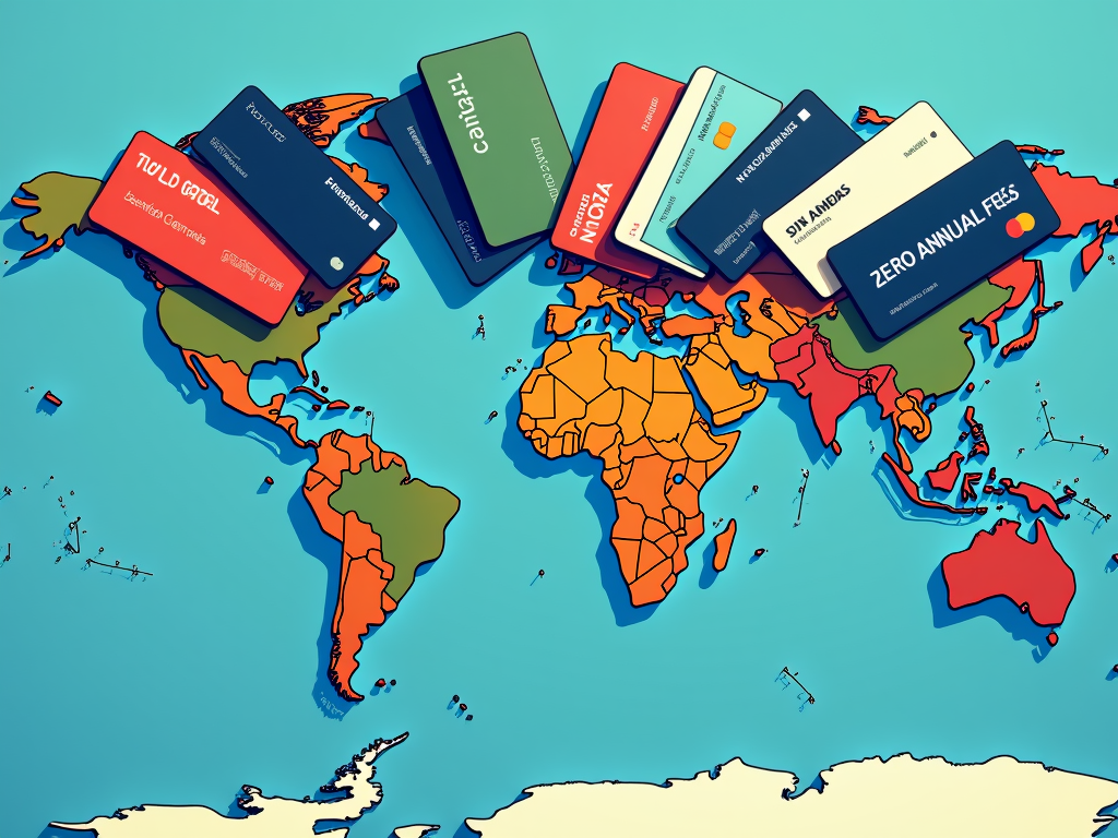 Illustration of the best free credit cards with global acceptance.