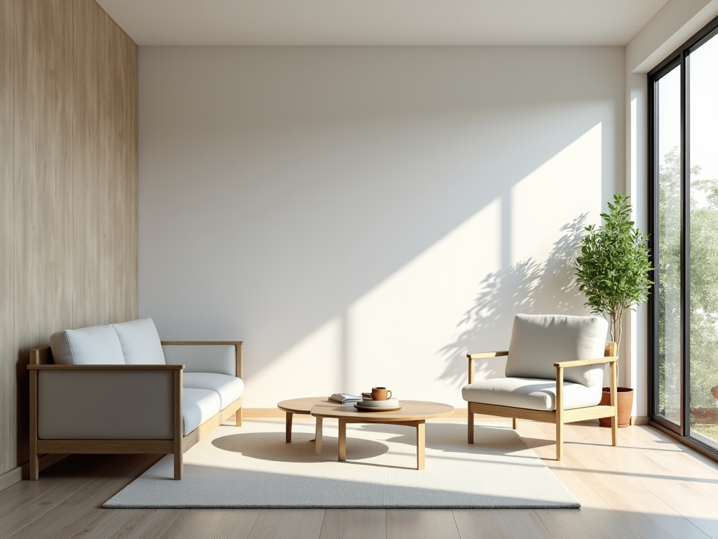 Ein minimalistisches Zuhause mit einfacher Einrichtung und viel natürlichem Licht.