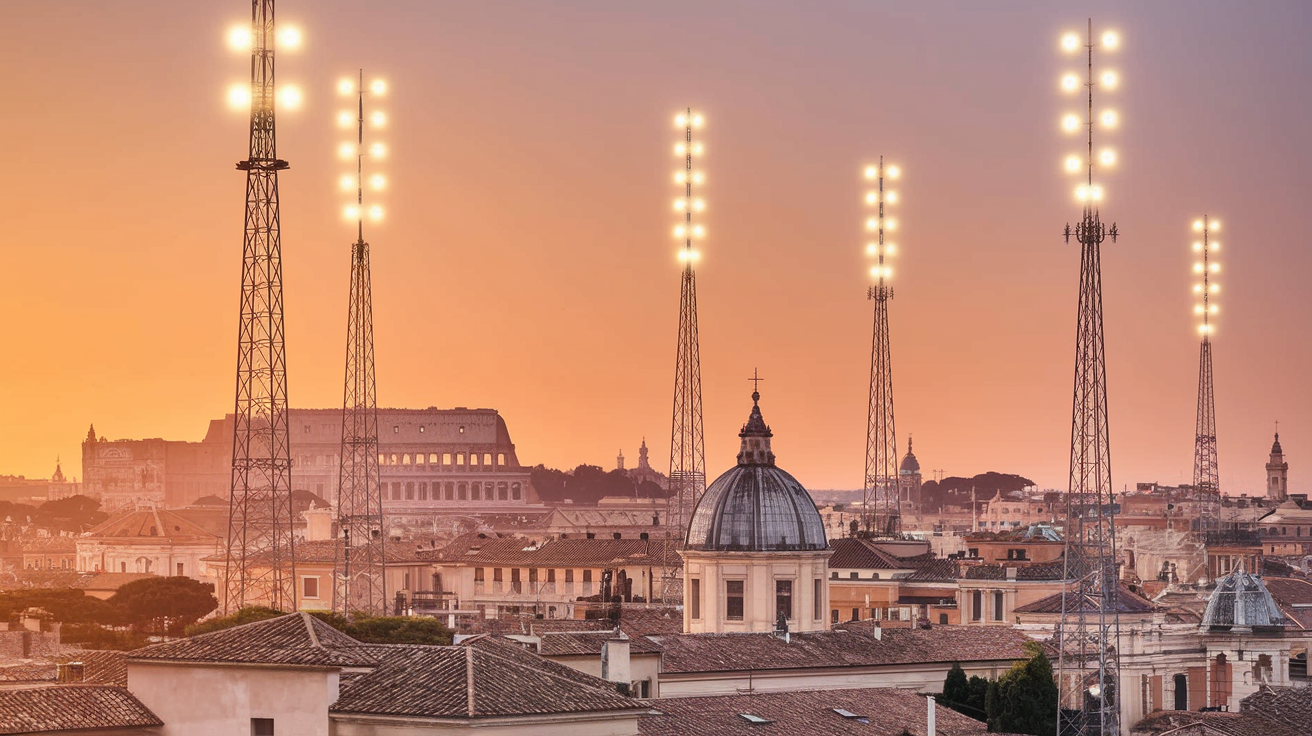 5G antennas on the roofs of Madrid and Rome show progress in expansion.