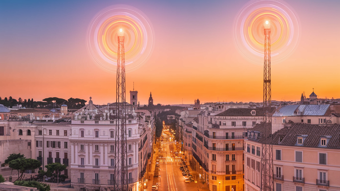 5G antennas on the roofs of Madrid and Rome show progress in expansion.