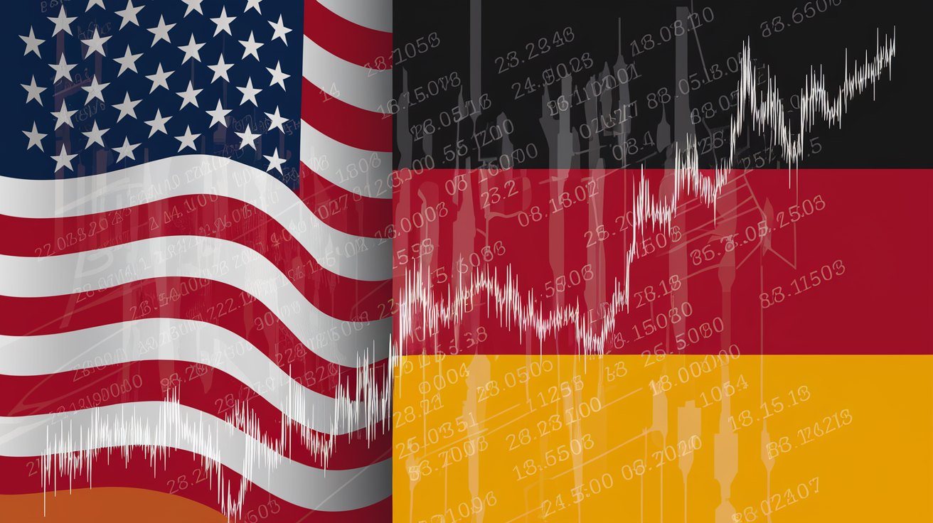 A comparison of the yield curves of US and German government bonds.