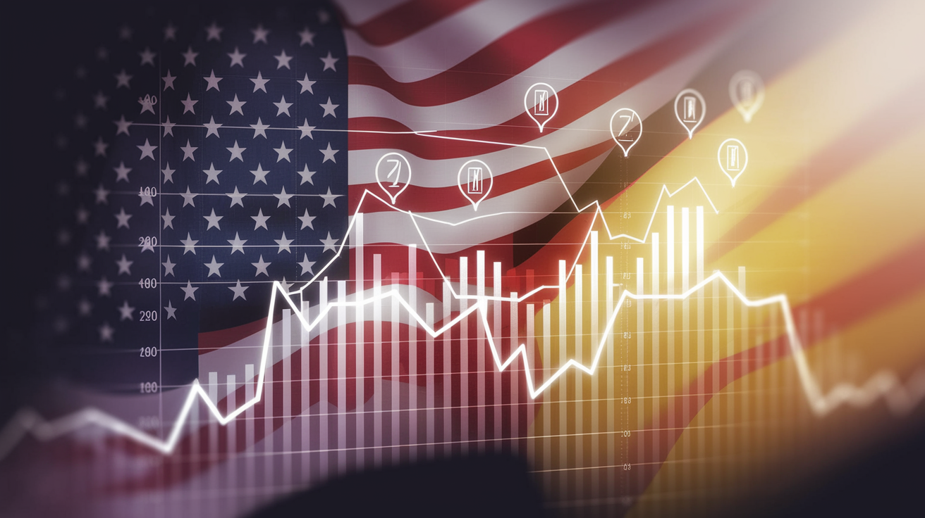 A comparison of the yield curves of US and German government bonds.