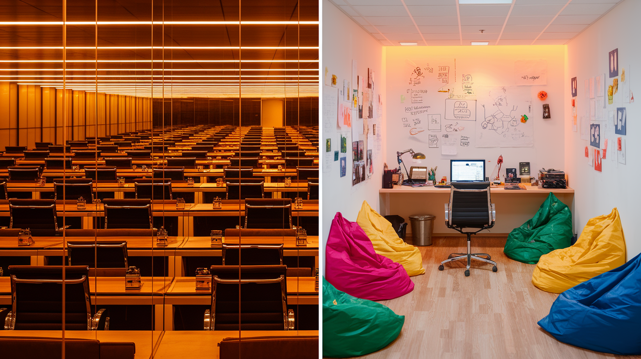 Technology giants and small companies innovate differently, with distinct environments highlighting their approaches.