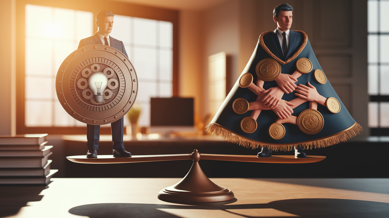 Visualisierung der Balance zwischen Berufsunfähigkeits- und Erwerbsunfähigkeitsversicherung.