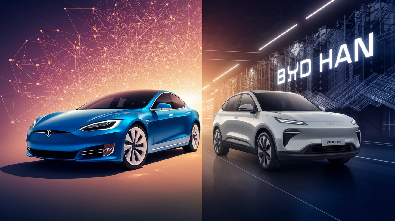 Ein Vergleich der technologischen Innovationen von Tesla und BYD.