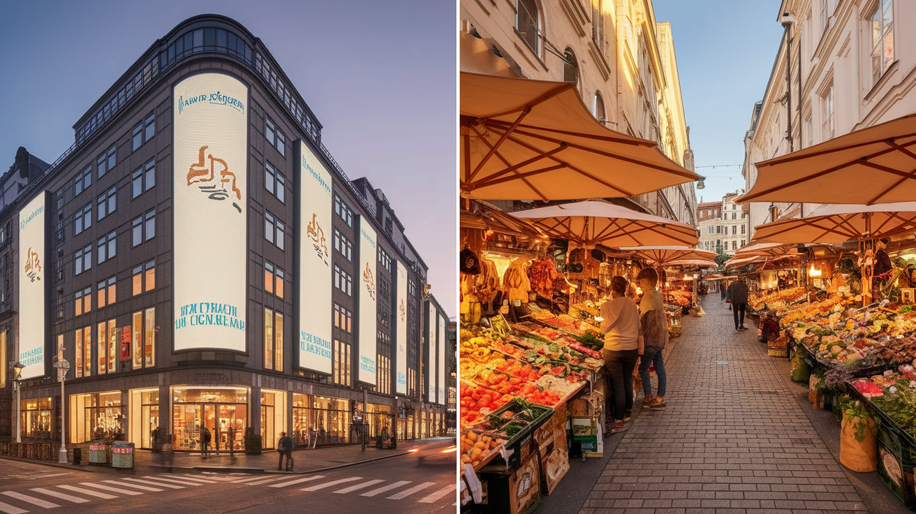 Contrasts in the digital advancements of Scandinavian retail and traditional markets of Southern Europe.