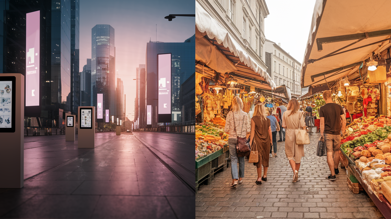 Contrasts in the digital advancements of Scandinavian retail and traditional markets of Southern Europe.