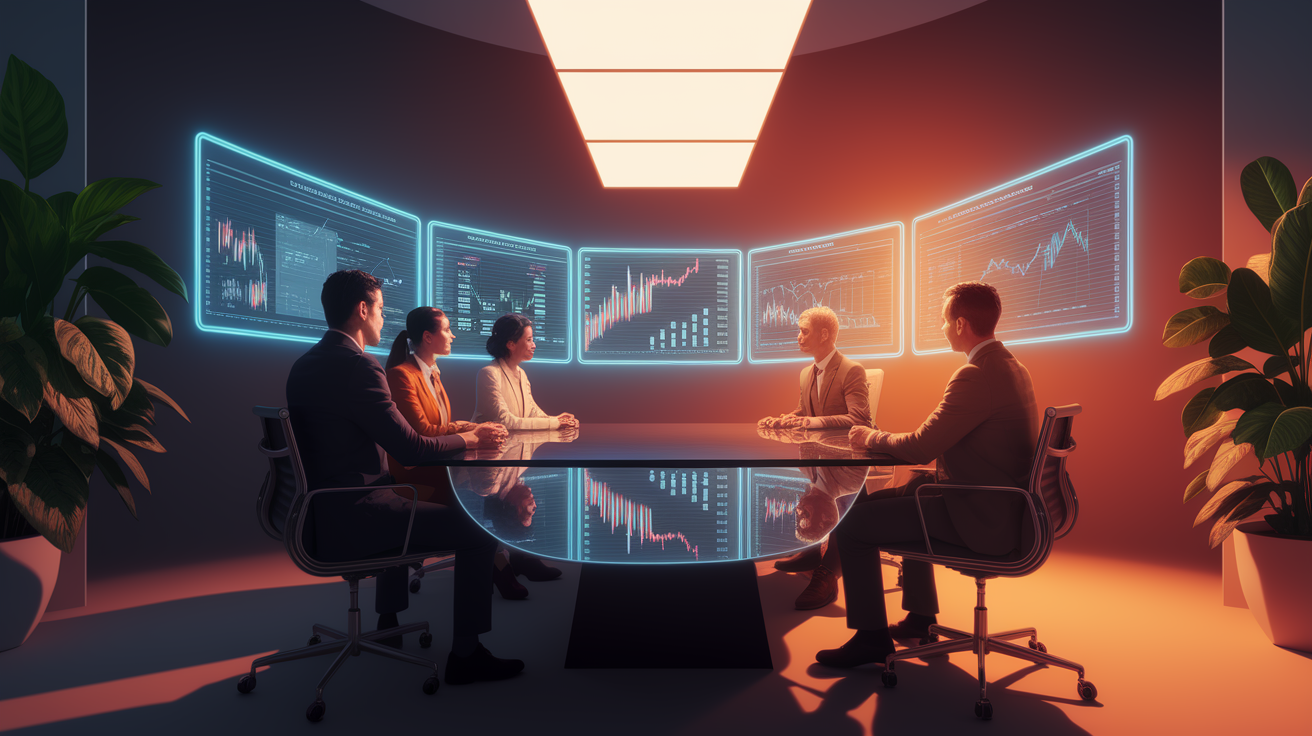 Investors discussing growth strategies at a Private Equity meeting.