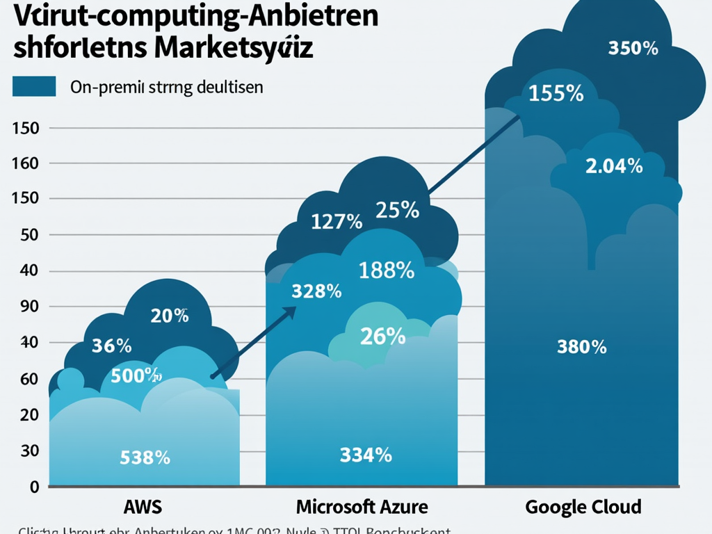 Marktanteile von Cloud-Computing-Anbietern im Vergleich zu On-Premise-Lösungen.