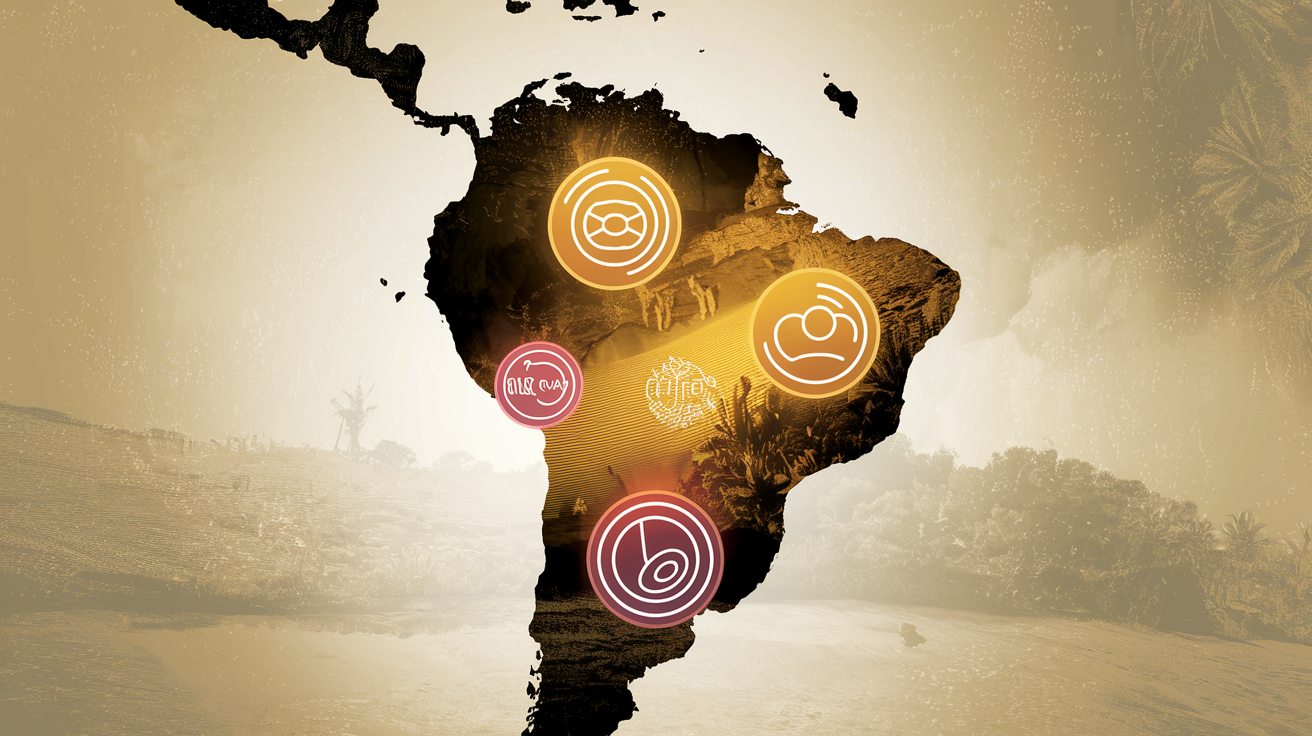 Una mappa che rappresenta i punti focali geo-economici dei mercati delle materie prime in America Latina e Africa.