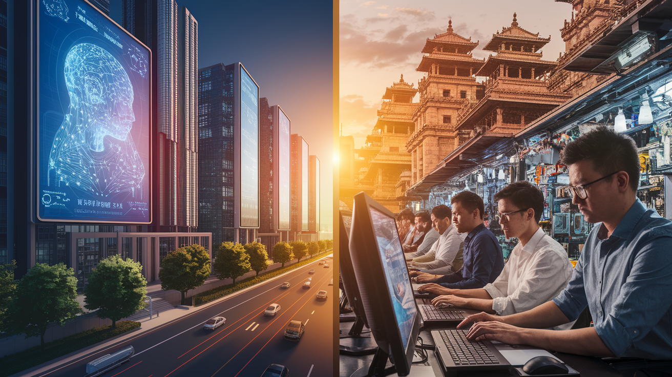 A visual comparison of technological innovations in China and India.