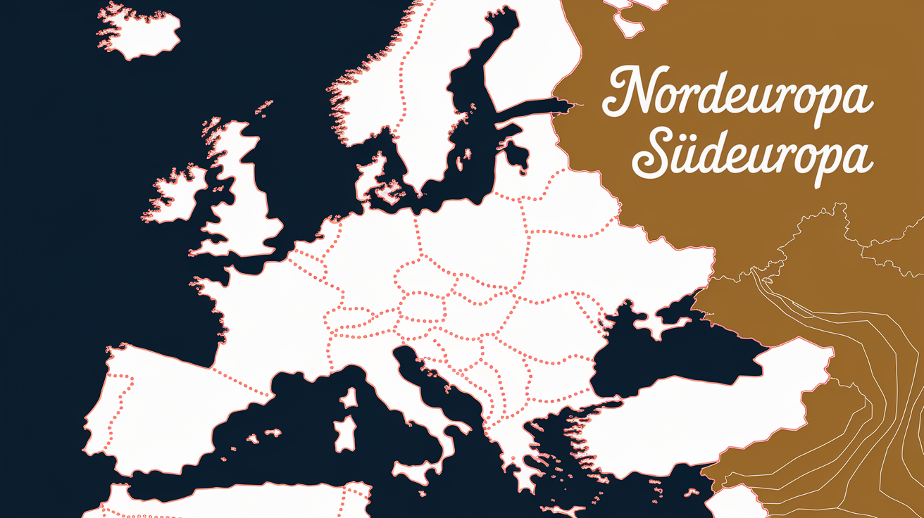 Geographical differences between Northern and Southern Europe for wind energy.