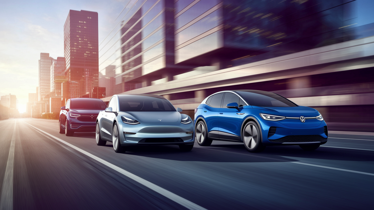 Tesla e Volkswagen nella corsa per l'innovazione nel mercato dei veicoli elettrici.