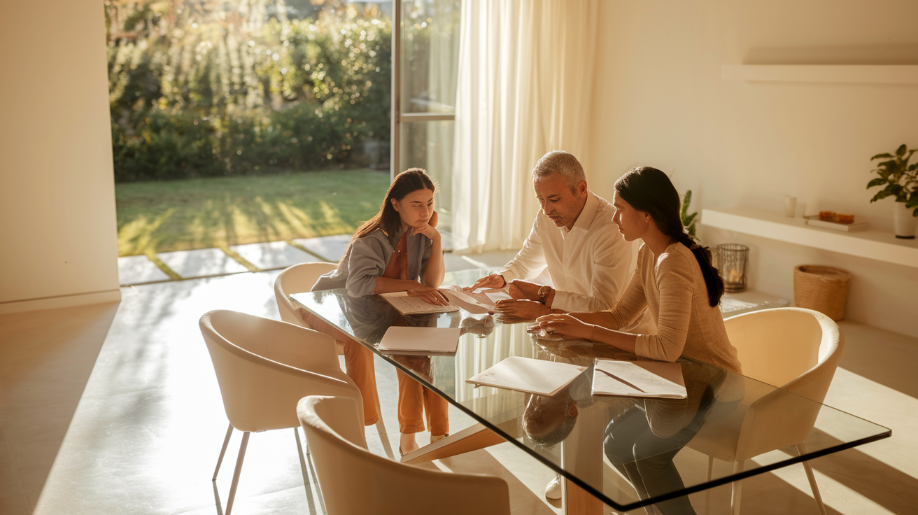 A family discussing insurance options for death protection.