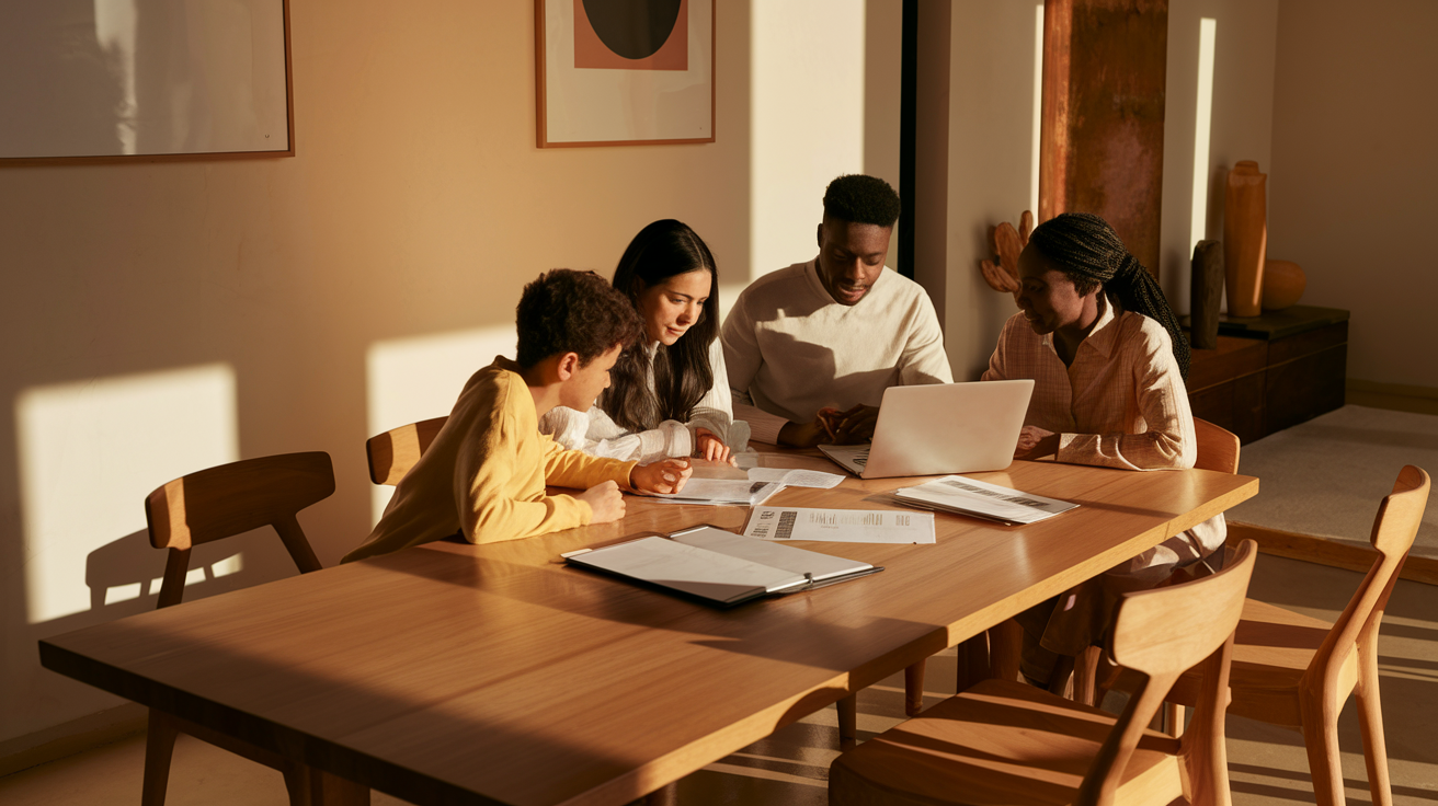 A family discussing insurance options for death protection.
